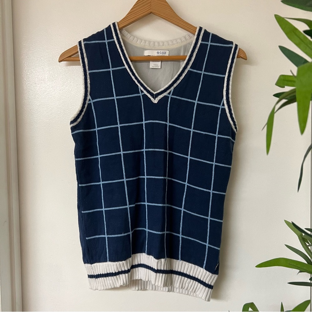 Plaid blue sweater vest